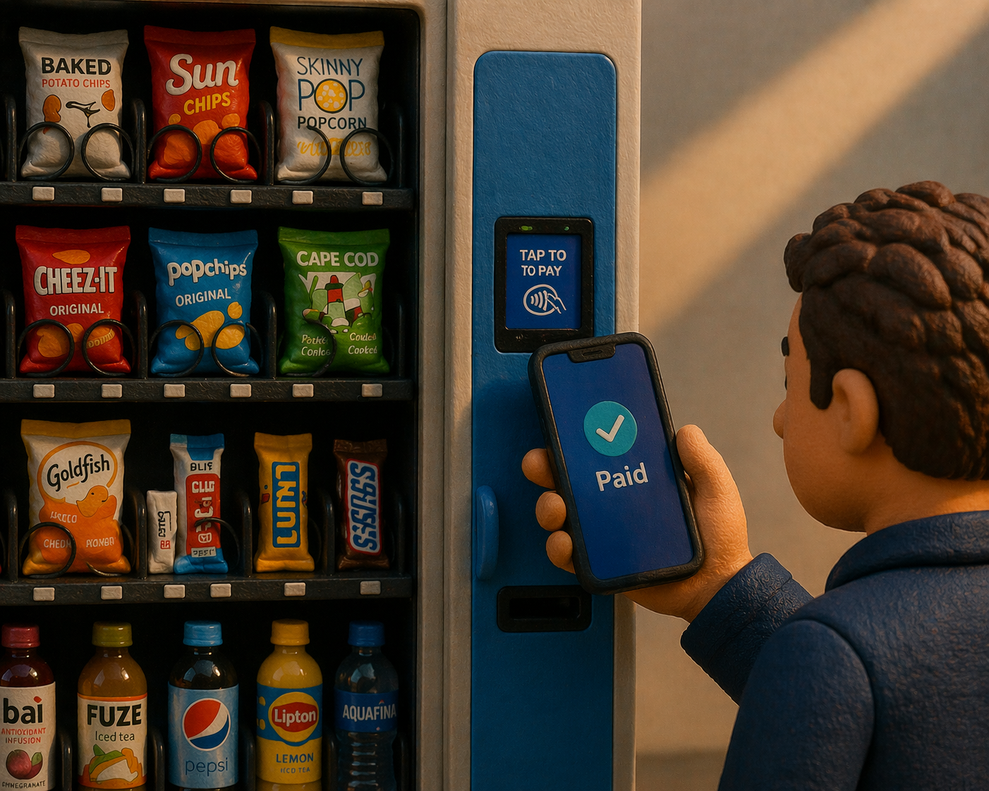 Modern vending machine with cashless payment